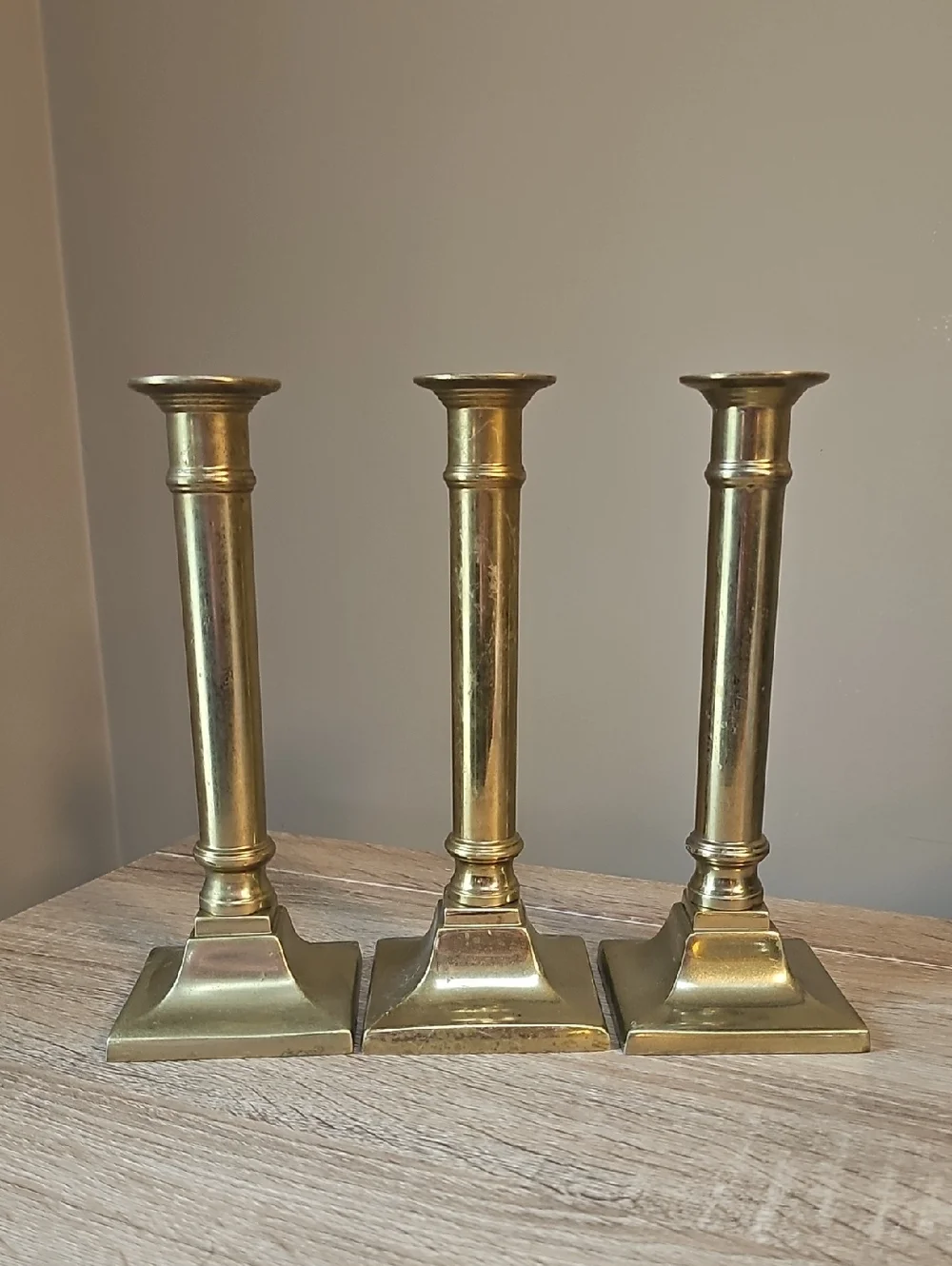 Brass Column Candlestick Set - Gold Finish